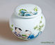 Tea caddy # 106, "Children playing in go" porcelain