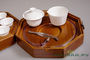 Tea ware travelling set №3 "Bagua" (Bamboo tea tray + gaiwan, 8 cups, pitcher, pair of tweezers, cloth)
