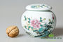 Tea caddy "Flowers and birds"  # 149, porcelain
