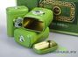 Подарочная упаковка зеленая (коробка, три жестяные баночки)