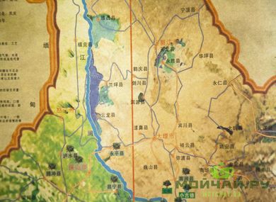 Карта чайных гор провинции Юньнань (на китайском), 95х70 см.