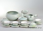 Набор посуды # 846, глина (гайвань, чахай, 6 чашек, чайный пруд, ситечко, подставка)
