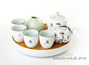 Набор посуды # 874,  фарфор (чайник, вазочка, чайница, чабань, 4 чашки)