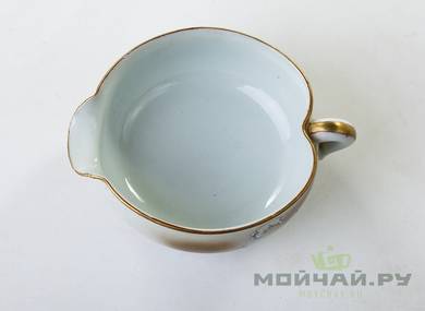 Набор антикварной посуды # 17406, фарфор (чайник 170 мл., 5 пиал 85 мл., гундаобэй 90 мл.)