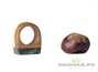 Ring (Rowan / Sayan pebble jade) # 20514, wood/stone