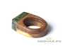 Ring (Rowan / Sayan pebble jade) # 20516, wood/stone