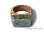 Ring (Rowan / Sayan pebble jade) # 20518, wood/stone