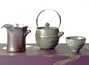 Набор посуды # 20740, керамика, (чайник - 180 мл.,  шесть пиал - 50 мл., гундаобэй - 125 мл., сито)