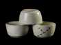 Дорожный набор посуды для чайной церемонии # 23171, керамика: чайная доска, четыре пиалы по 55 мл, чайник 220 мл, сумка softcase (хлопок с застежками)