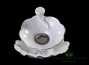 Набор посуды для чайной церемонии из 10 предметов # 23376, фарфор: шесть пиал по 65 мл, сито, гундаобэй 236 мл, чайник 150 мл, гайвань 125 мл.