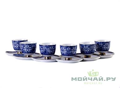 Набор посуды для чайной церемонии из 9 предметов # 23398 фарфор:  гундаобэй 236 мл гайвань 183 мл сито 6 пиал с блюдцем 66 мл