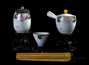 Travel kit for tea ceremony # 23518, porcelain: teapot 190 ml, four cups of 65 ml, teatray, tongs, tea towel, case for transportation.