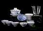 Набор посуды для чайной церемонии из 10 предметов # 25874, фарфор: гайвань 120 мл, гундаобэй 210 мл, сито, 6 пиал по 35 мл, 1 пиала 100 мл.