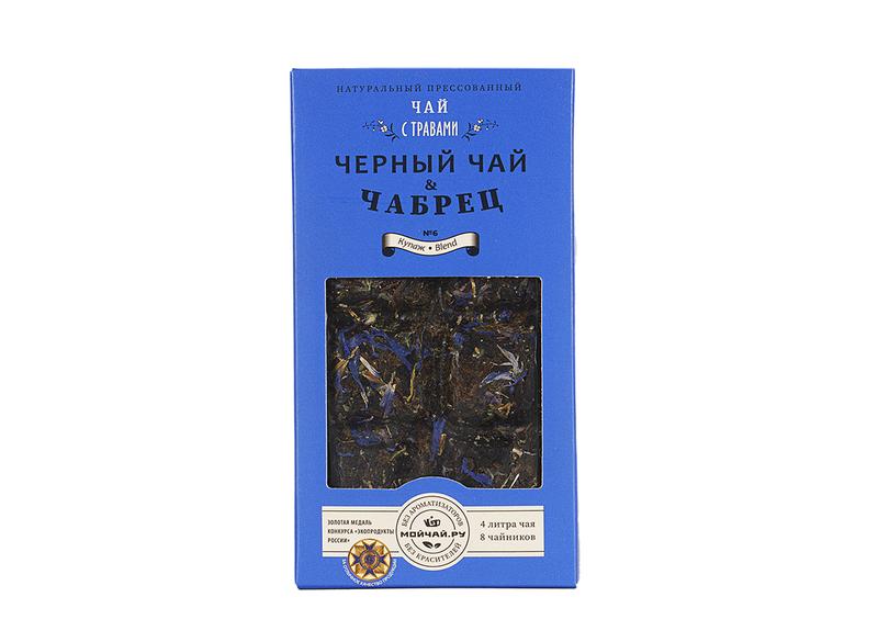 Травяной сбор прессованный «Чёрный чай с чабрецом», 50 г