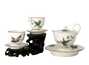 Set for tea ceremony # 32498, ( porcelain ): teapot with stands 180 ml., 2 cup with stands of 70 ml.