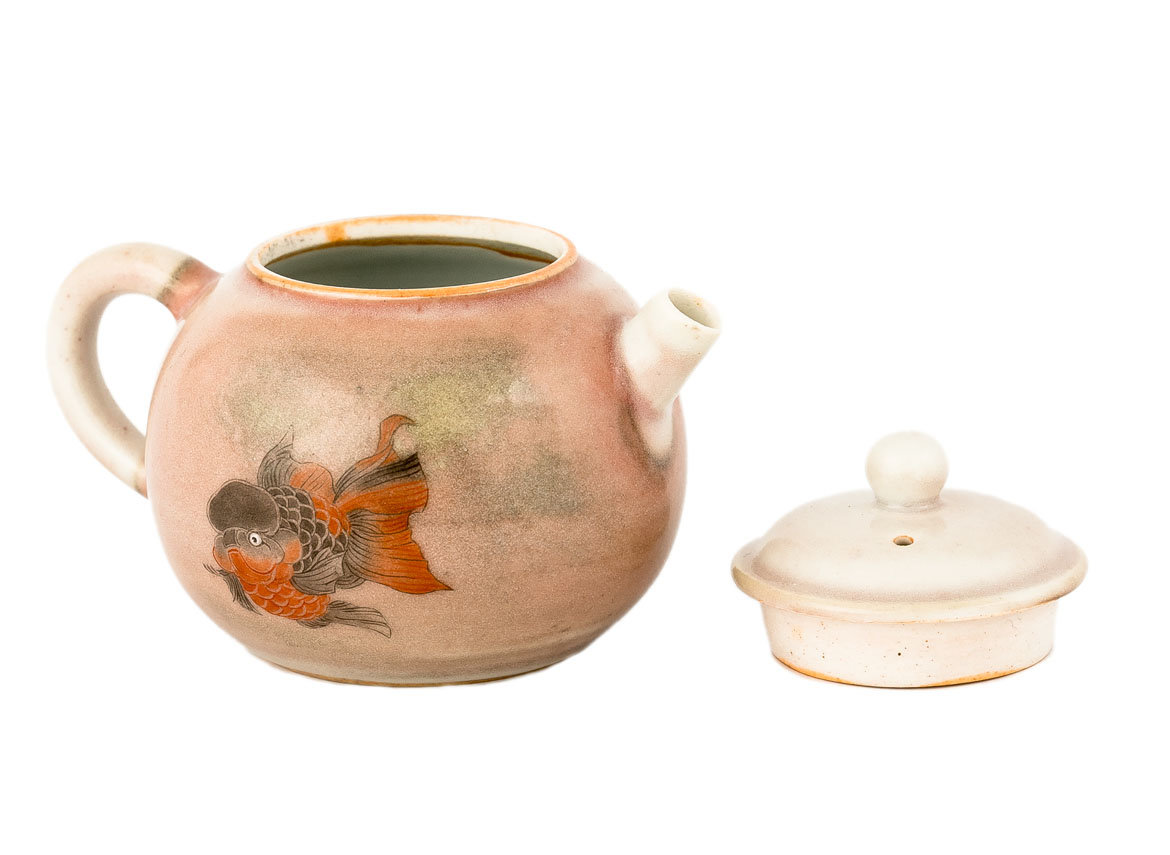 Чайник # 33839, дровяной обжиг, ручная роспись, керамика, Дэхуа, 155 мл.