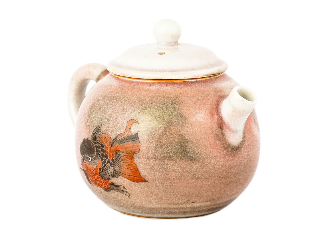 Чайник # 33839, дровяной обжиг, ручная роспись, керамика, Дэхуа, 155 мл.