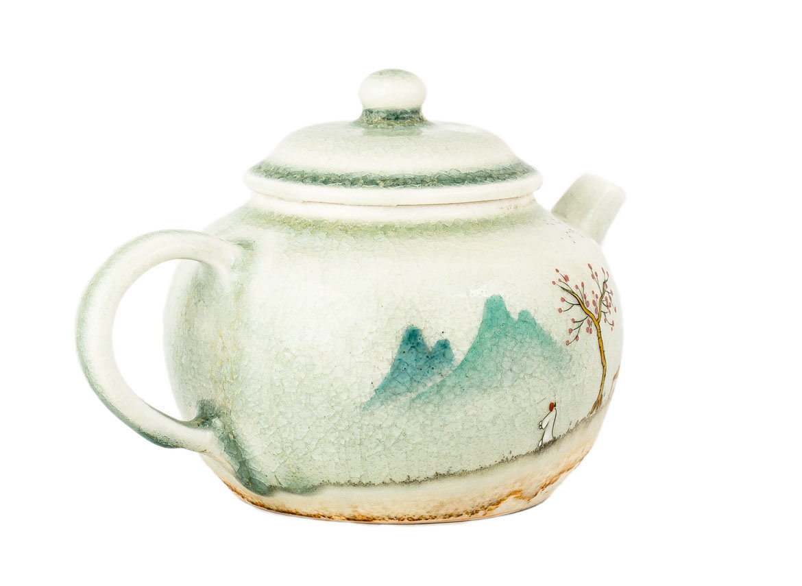 Teapot # 33840, wood firing, hand painting, ceramic, Dehua, 175 ml.