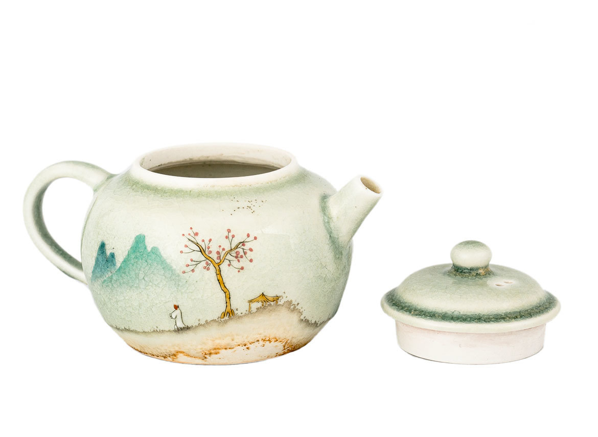 Teapot # 33840, wood firing, hand painting, ceramic, Dehua, 175 ml.
