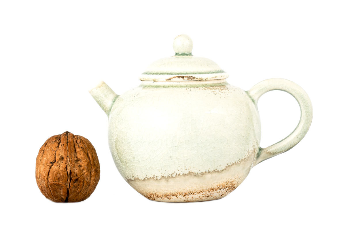 Teapot # 33841, wood firing, hand painting, ceramic, Dehua, 190 ml.