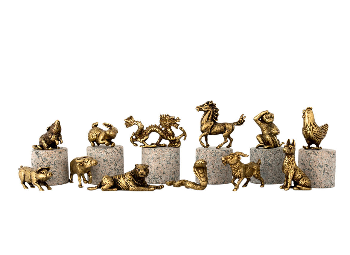 Teapet set # 34233, 12 animals of the Chinese calendar, bronze