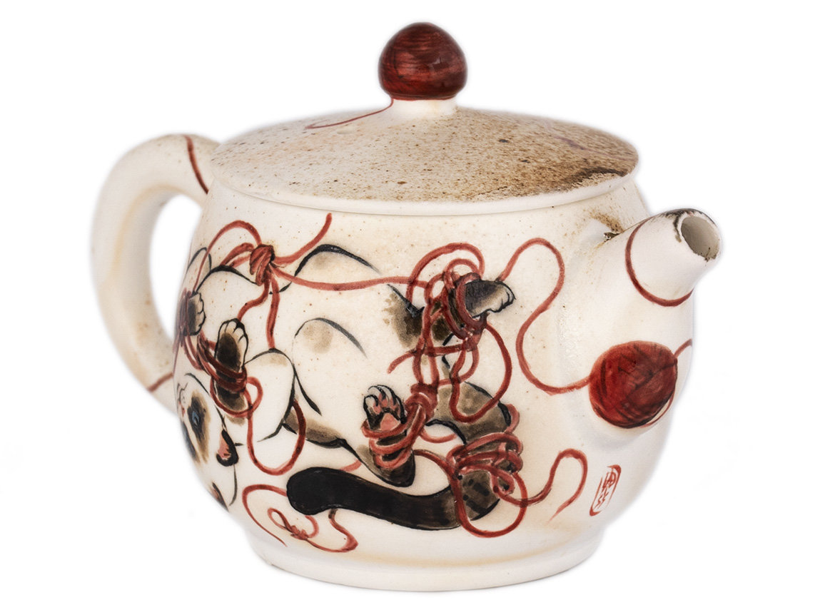 Teapot # 34333, wood firing/ceramic/hand painting, 170 ml.
