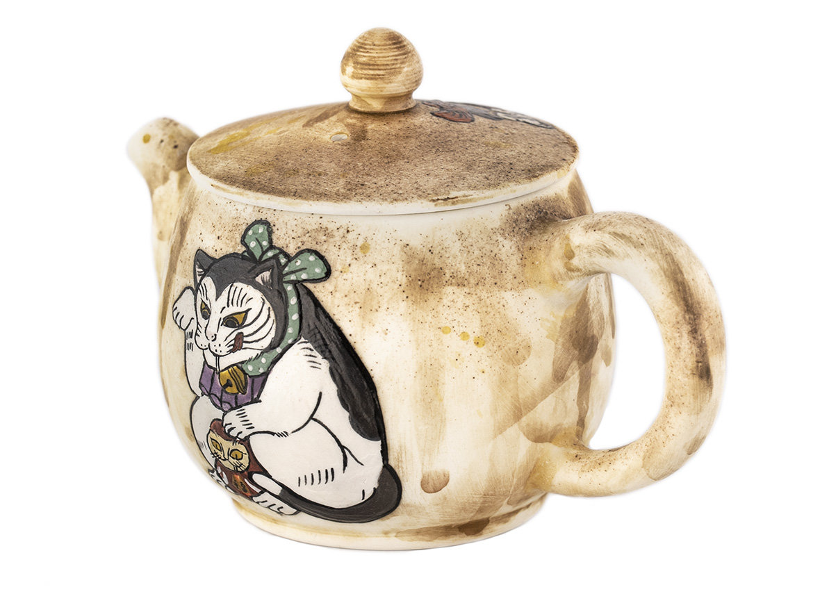 Teapot # 34965, wood firing/ceramic/hand painting, 232 ml.
