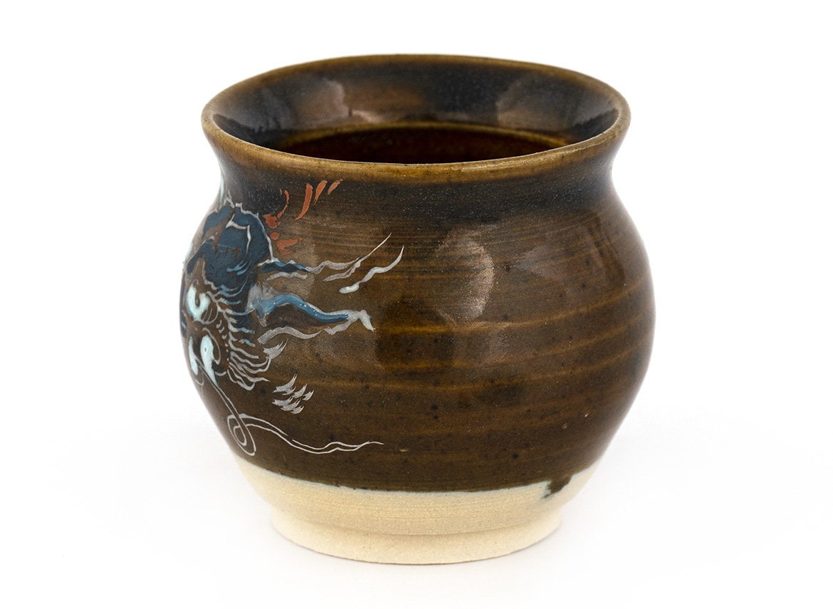 Vessel for mate (kalabas) # 35406, wood firing/ceramic/hand painting,  ml.