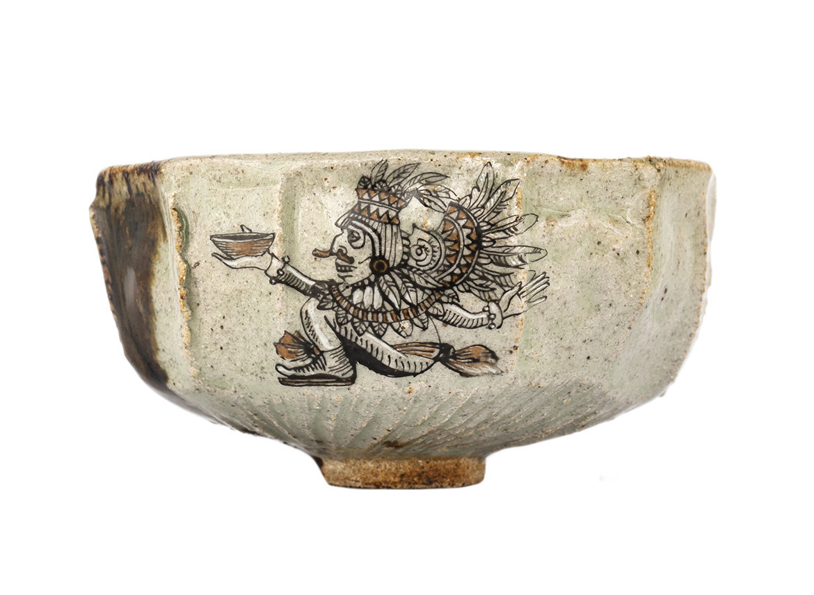 Пиала (Тяван, Чаван) # 35407, дровяной обжиг/керамика/ручная роспись, 300 мл.