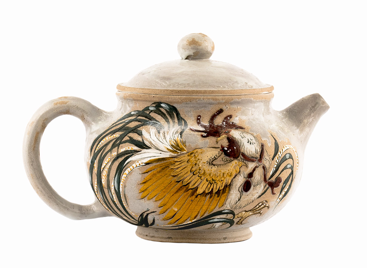 Teapot # 36491, wood firing/ceramic/hand painting, 166 ml.