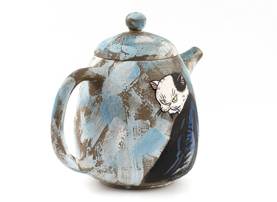 Teapot # 36492, wood firing/ceramic/hand painting, 192 ml.