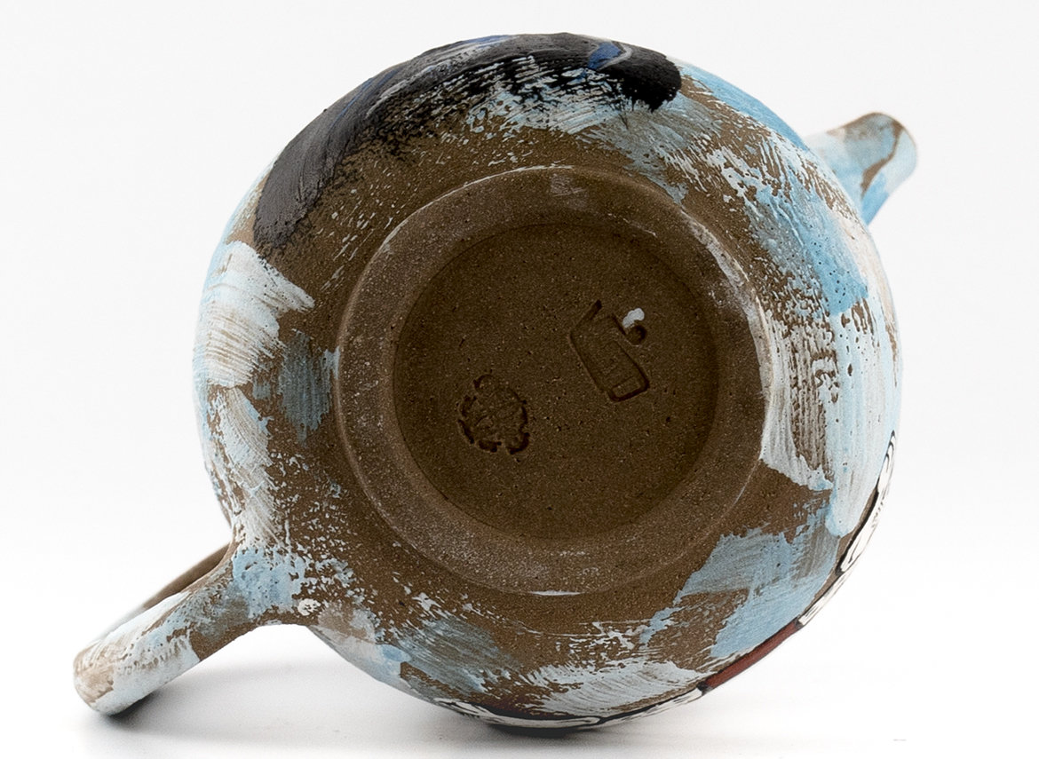 Чайник # 36492, дровяной обжиг/керамика/ручная роспись, 192 мл.