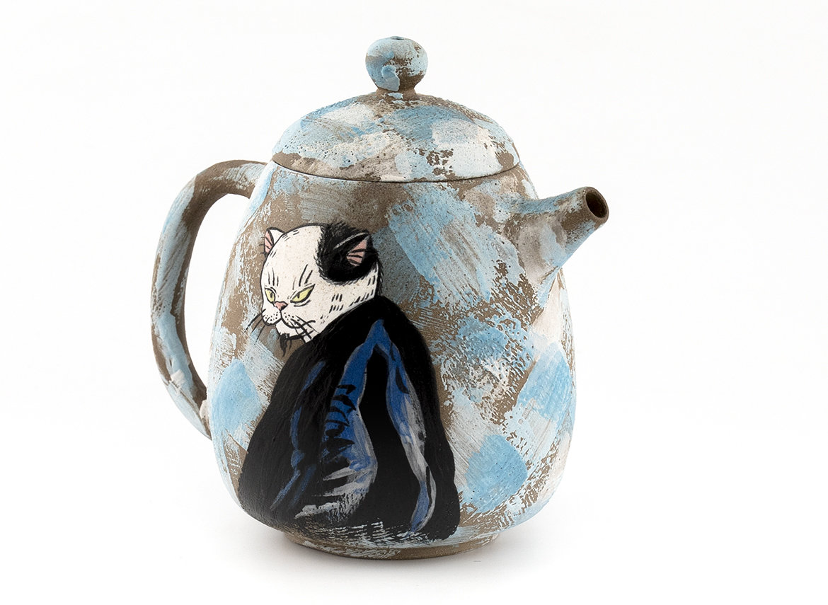 Teapot # 36492, wood firing/ceramic/hand painting, 192 ml.