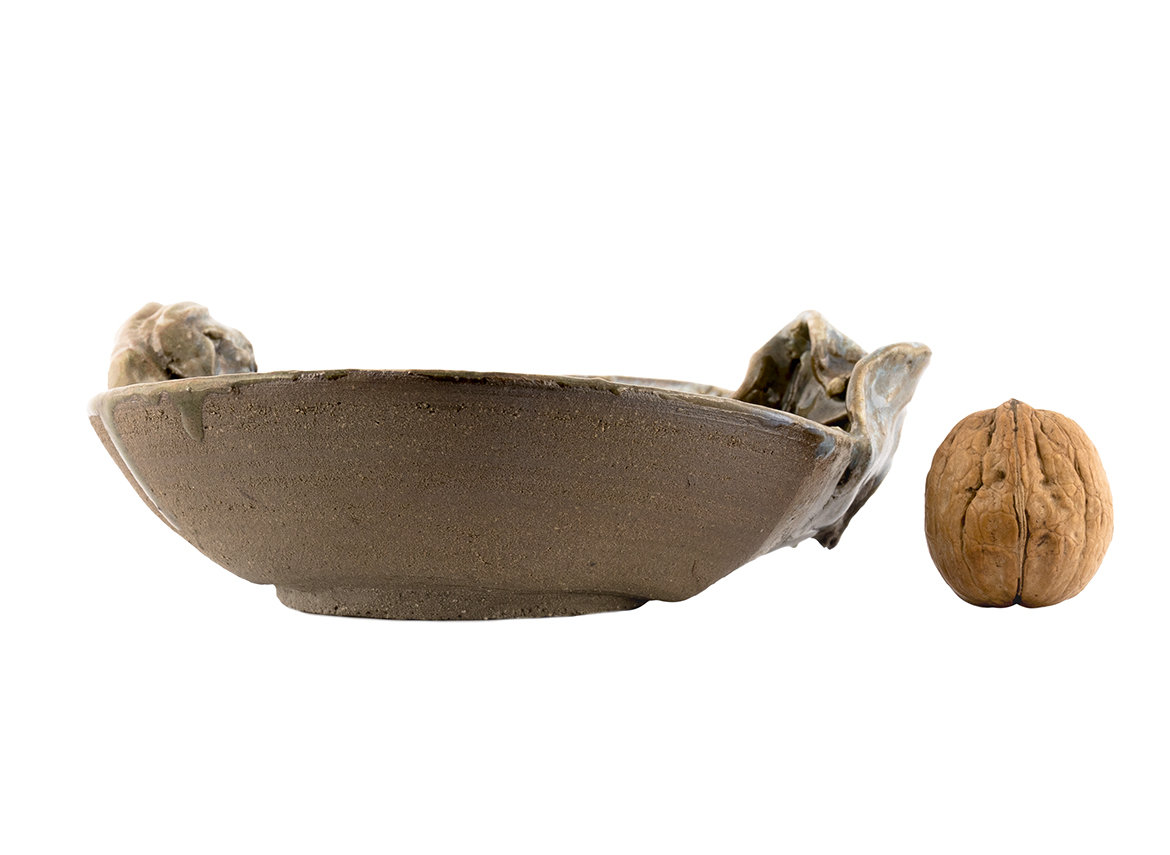 Блюдо для украшения чайного стола (чайная тарелка) # 36680, дровяной обжиг/керамика