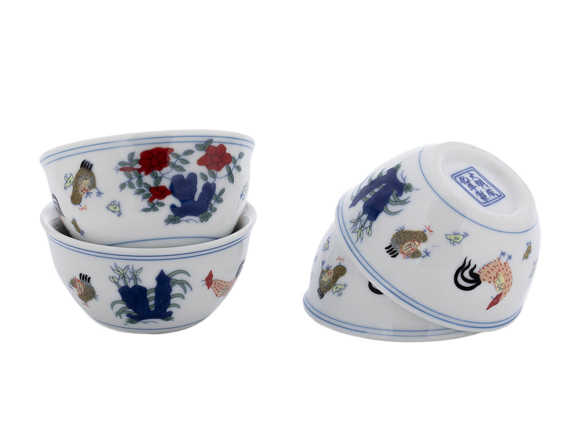 Set fot tea ceremony (9items)  # 41448, porcelain: teapot 160 ml, gundaobey 170 ml, teamesh, six cups 40 ml.