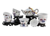 Набор посуды для чайной церемонии из 9 предметов # 41448 фарфор: чайник 160 мл гундаобэй 170 мл сито 6 пиал по 40 мл