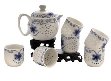 Set fot tea ceremony (7 items) # 41449, porcelain: teapot 350 ml, six cups 60 ml.