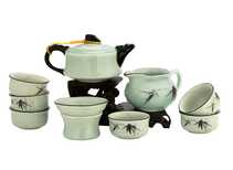 Набор посуды для чайной церемонии из 9предметов # 41454 фарфор: чайник 223 мл гундаобэй 171 мл сито 6 пиал по 38 мл