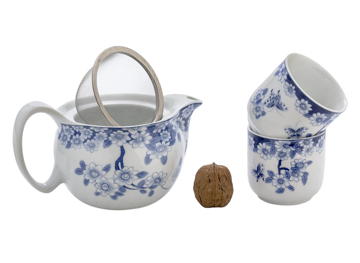 Set fot tea ceremony (7 items) # 41455, porcelain: teapot 350 ml, six cups 60 ml.