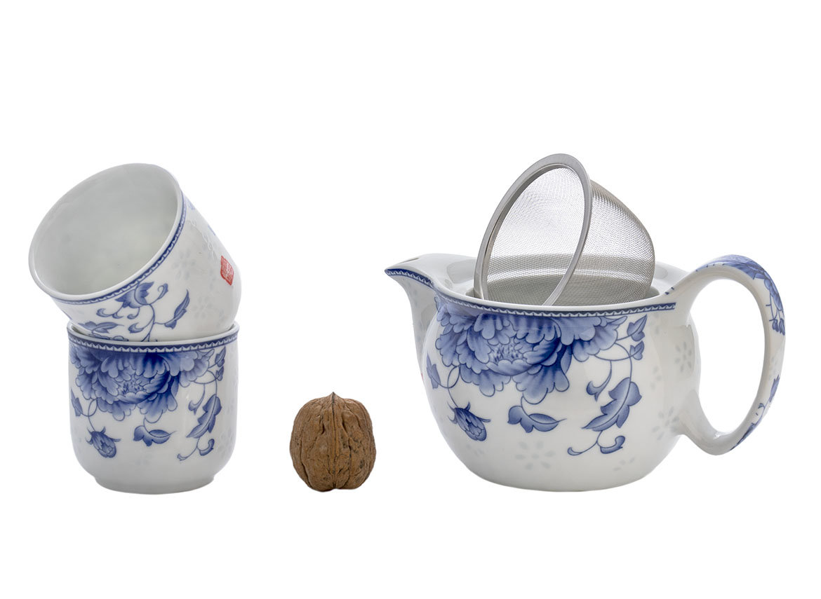 Set fot tea ceremony (7 items) # 41456, porcelain: Teapot 342 ml, six cup 113ml.
