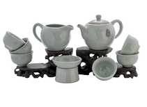 Набор посуды для чайной церемонии из 9 предметов # 41458 фарфор: чайник 268 мл гундаобэй 210 мл сито 6 пиал по 50 мл