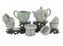 Набор посуды для чайной церемонии из 9 предметов # 41459, фарфор: чайник 268 мл, гундаобэй 210 мл, сито, 6 пиал по 50 мл.