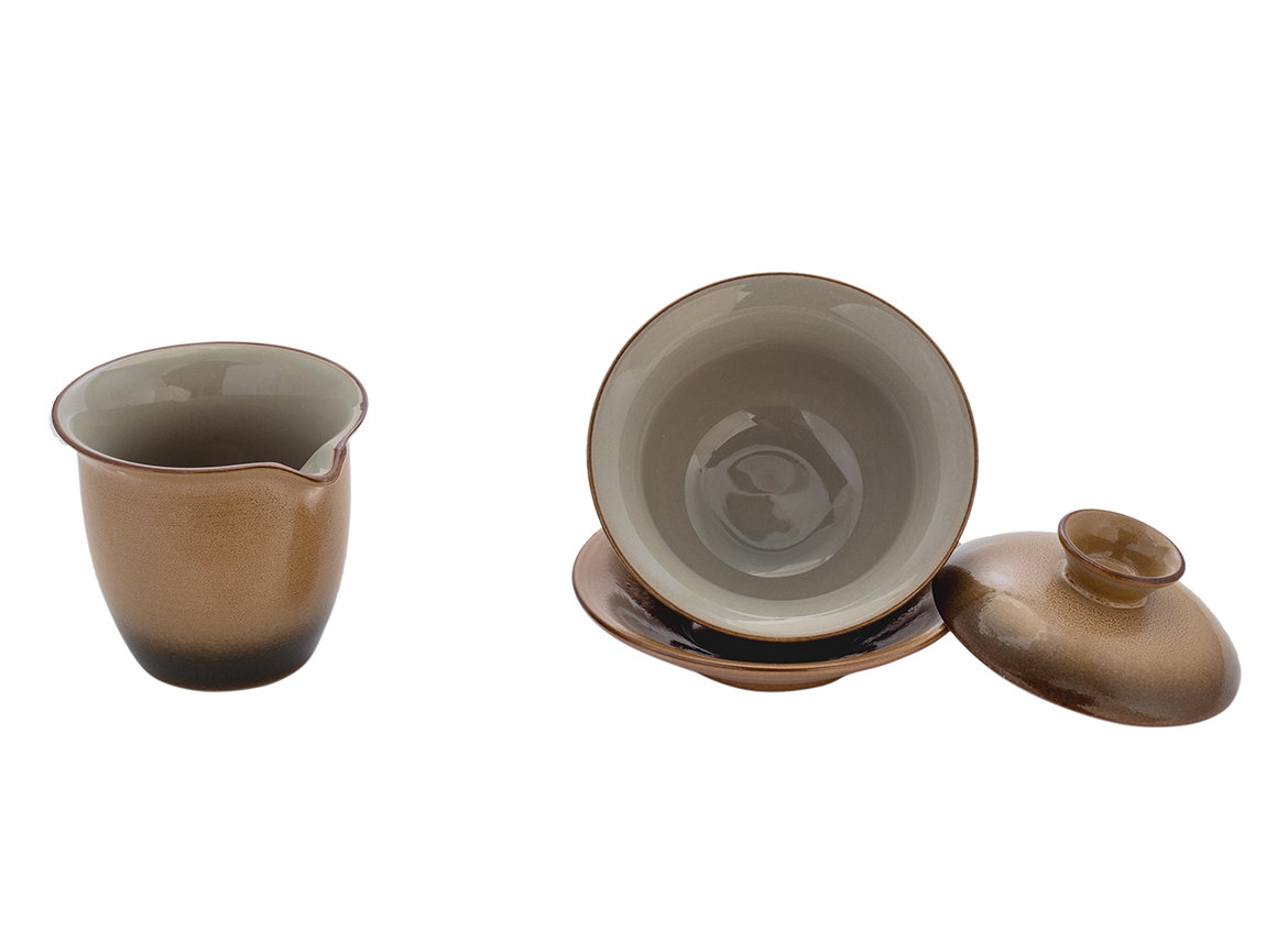 Set fot tea ceremony (9 items) # 41461, porcelain: gaiwan 121 ml, gundaobey 138 ml, teamesh, six cups 58 ml.
