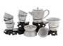 Набор посуды для чайной церемонии из 9 предметов # 41469, фарфор: чайник 245 мл, гундаобэй 170 мл, сито, 6 пиал по 40 мл.