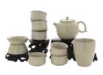 Набор посуды для чайной церемонии из 9 предметов # 41482 фарфор: чайник 210 мл гундаобэй 150 мл сито 6 пиал по 64 мл