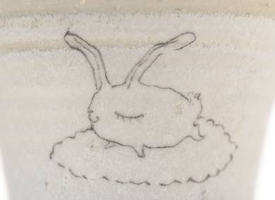 Пиала ручная работа Мойчай # 41605 керамикаручная роспись "Заяц на облаке" 47 мл