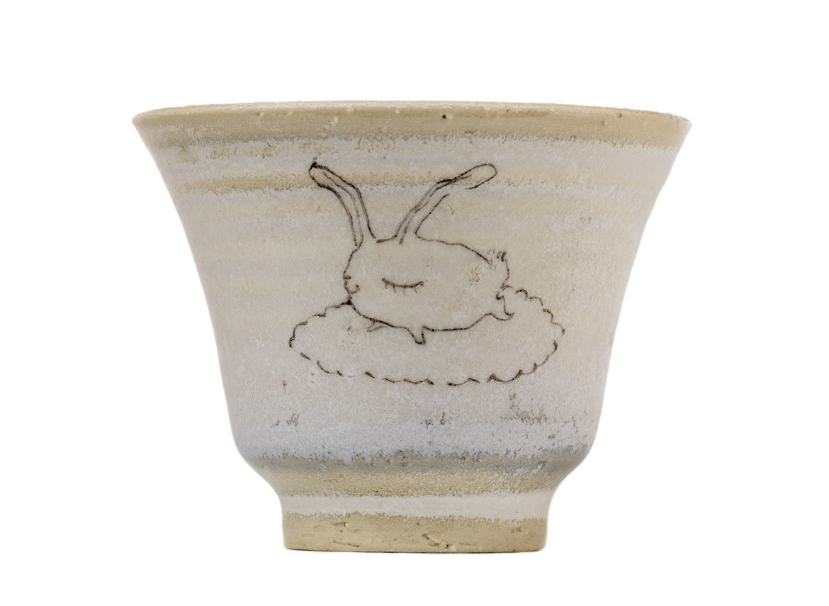 Cup handmade Moychay # 41605, ceramic/hand painting, 'hare on a cloud' , 47 ml.