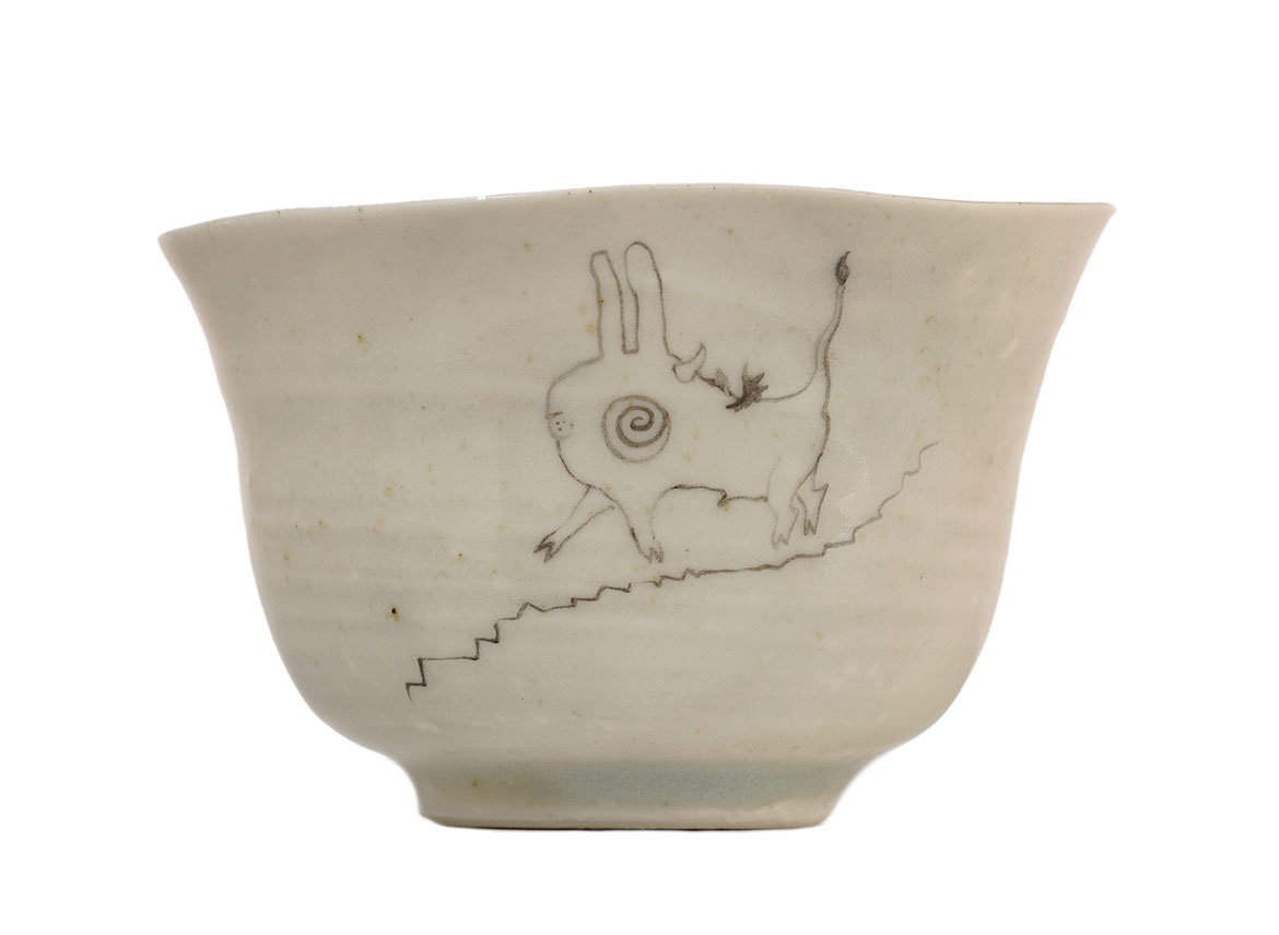 Cup handmade Moychay # 41628, ceramic/hand painting 'Rabbit', 197 ml.