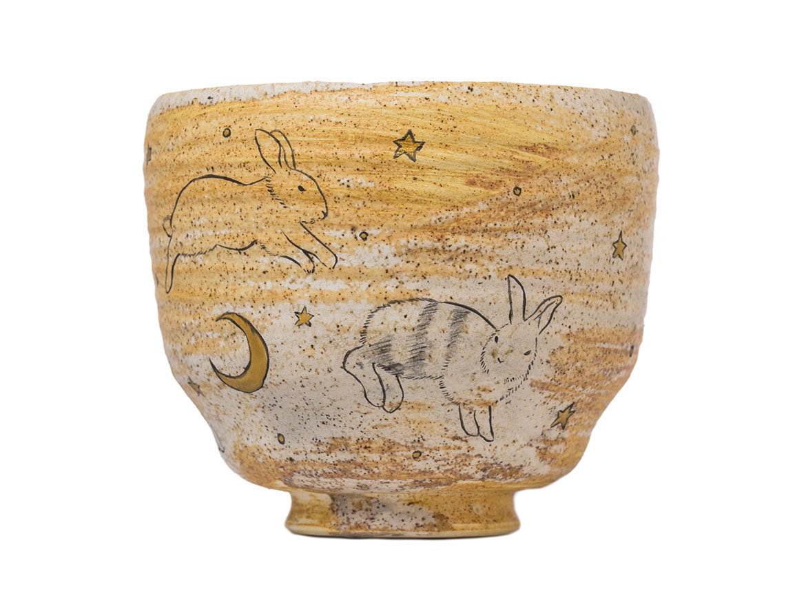 Cup handmade Moychay # 41683, ceramic/hand painting, 'hare race', 145 ml.