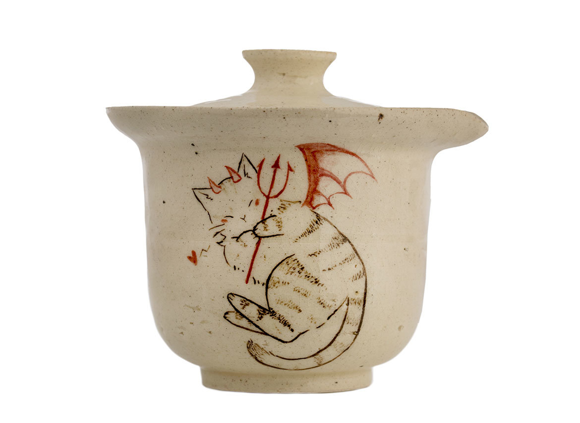Гайвань ручная работа Мойчай # 41733, керамика/ручная роспись, "Кот дракон", 162 мл.